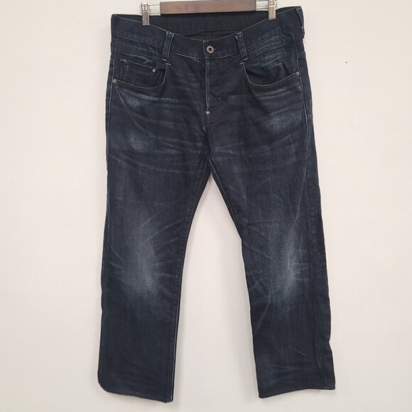 G Star Mens Raw New Radar Button Fly Jeans Size 36X30 Dark Wash Straight Leg
